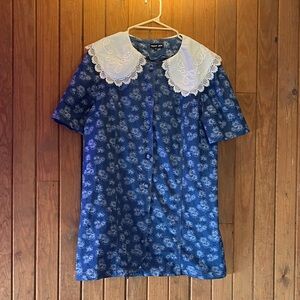 🌺 Sister Jane Floral Denim Dress w/ Peter Pan Collar
